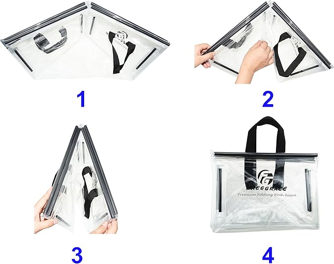 Freegrace Premium Folding Wash Basin - Collapsible Water Sink Container - Lightweight & Durable Transparent Plastic - Wash Dishes Everywhere - Suitable for Camping & Outdoor Activities