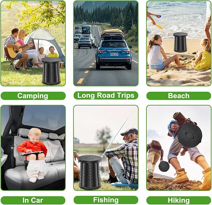 Camping Toilet, Retractable Portable Toilet for Adults Kids, Adjustable Height Portable Potty with Lid, Foldable Travel Potty for Camping, Hiking, Fishing, Car Travel, RV, Road Trip, Beach (19.7”H)