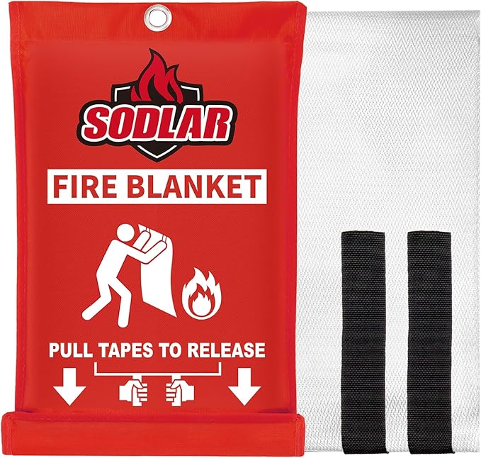 Fire Blanket Emergency for Home Kitchen - 40"x40" Fireproof Safety Protection Fiberglass Flame Retardant Blankets Survival Essential Kit for House Car Camping Outdoor Fireplace Grill BBQ - 1 Pack