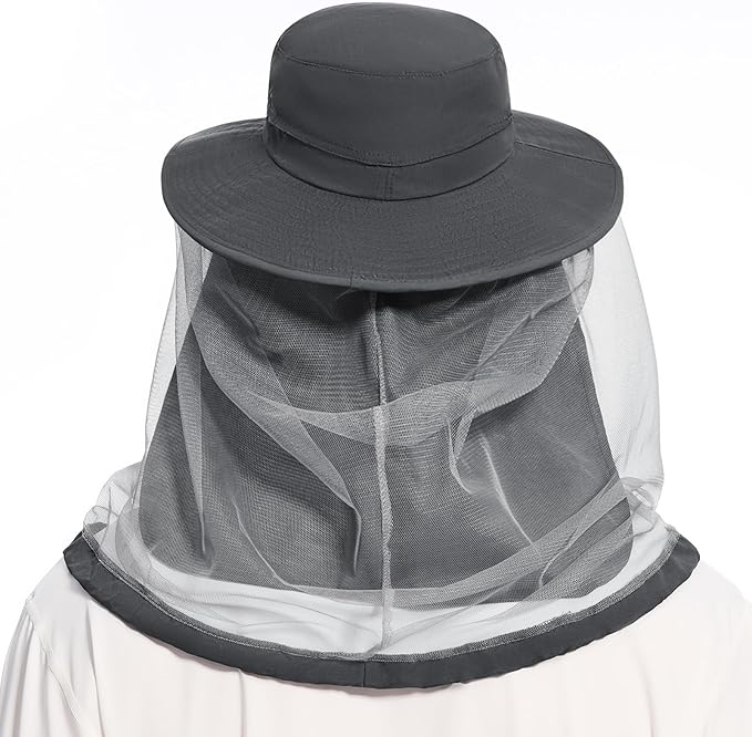 BASSDASH UPF 50+ Mosquito Net Hat with Stowable Neck Flap for Men Women Outdoor Fishing Hiking Camping Gardening FH17