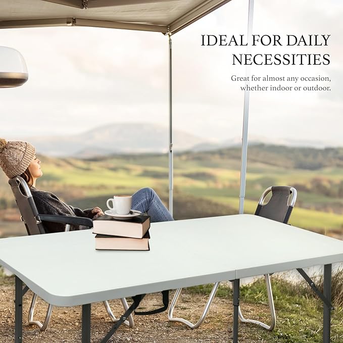 4ft Folding Table,Sturdy Outdoor Folding Table,Perfect for Camping Picnics Parties Durable Foldable Table with Easy Setup Ideal Portable Folding Tables for Indoor & Outdoor Use