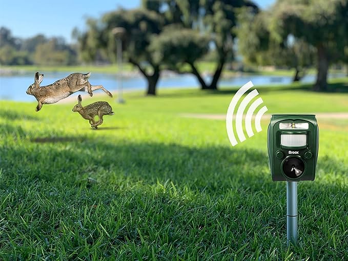 Broox 2025 Upgraded Solar Animal Repellent, Cat Repellent Outdoor, Squirrel Repellent, Deer Repellent, Ultrasonic pest Repeller, Waterproof Motion Detection, Dog, Raccoon, Skunk, Rabbit, Rodent