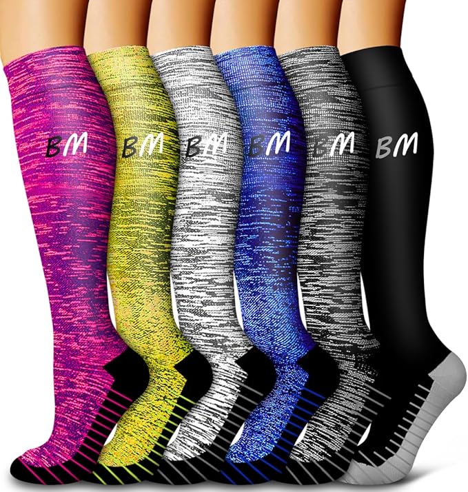 6 Pack Copper Compression Socks for Women and Men Circulation-Best Support for Medical, Running,Nursing,Athletic