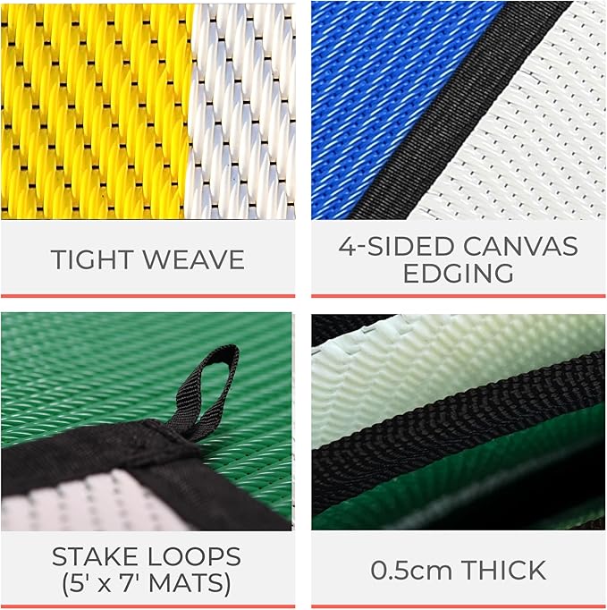 5x7 Black Lattice RV Mat – Extra Thick 5mm Recycled Poly Rug – Heavy-Duty, Waterproof, Reversible – Stylish Luxury Outdoor Rug for Camping, Beach (Black Lattice NO Carry Bag, 5'x7')