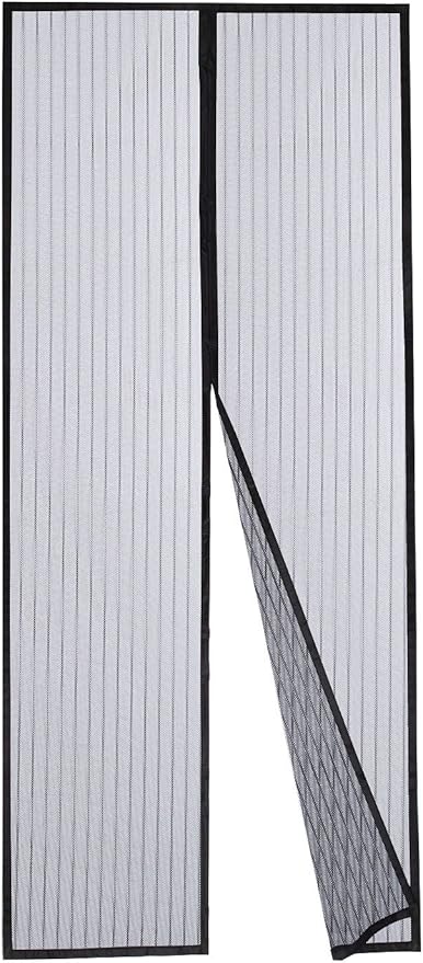 DOOREASY Magnetic Screen Door, Micro Mesh, Heavy Magnets, Loop Fully Sewn Easy Install Door Screens with Magnets, Quick Close No Slightest Gap(Fits Doors Up to 46" x 79") Black