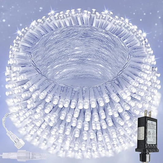 Connectable 100 LED String Lights Indoor Outdoor, 33FT Cool White Christmas Lights Waterproof, 13 Modes with Timer, Twinkle Fairy Lights Plug in Clear Wire for Christmas Tree, Bedroom, Classroom Decor