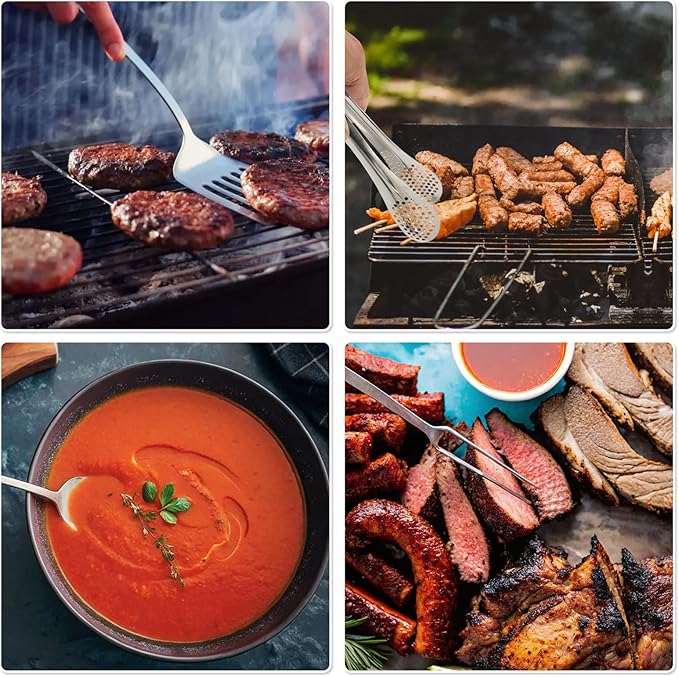 Essential Camping Utensils Set, Campers Mess Gear Kit, Portable Stainless Steel Kitchen Accessories, Must Have Car Travel Cutlery, Cookware Cooking Tools Equipment, Outdoor Survival for Men and Women