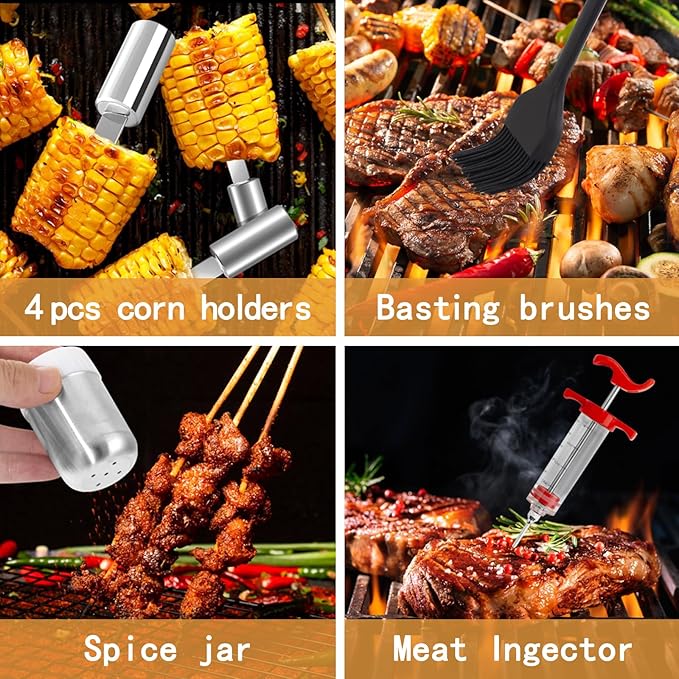 Supernal 46pcs Blackstone Griddle Accessories Upgraded Barbecue Presses Flat Top Grill Tools for Camp Chef Griddle Cover Salt and Pepper Shakers Grill Black Tools Set Enlarged Spatula Gift Set