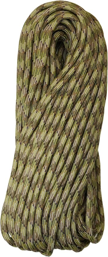 1/4" ParaMax Paracord 100 ft – 1000 lb Type IV Rope for Dog Leashes, Camping, Kayak Anchor - Made in USA - Multi Camo