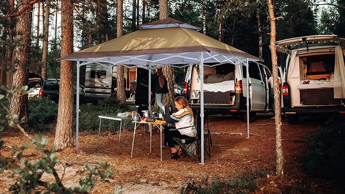 COOSHADE 13x13Ft Pop Up Canopy Tent Instant Folding Shelter 169 Square Feet Large Outdoor Sun Protection Shade(Beige)