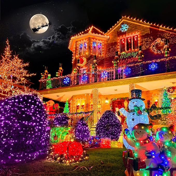 JMEXSUSS 250 LED Orange and Purple Christmas String Lights Indoor Outdoor Waterproof for Garden Patio Party Halloween Christmas Decorations