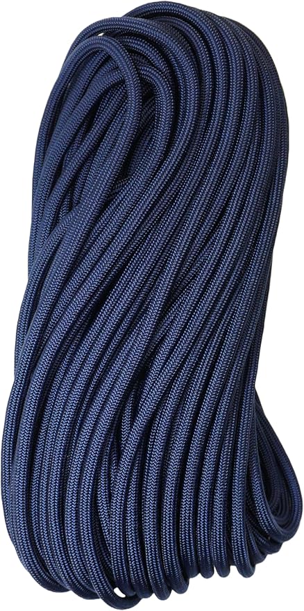 1/4" ParaMax Paracord 100 ft – 1000 lb Type IV Rope for Dog Leashes, Camping, Kayak Anchor - Made in USA - Acid Midnight Blue