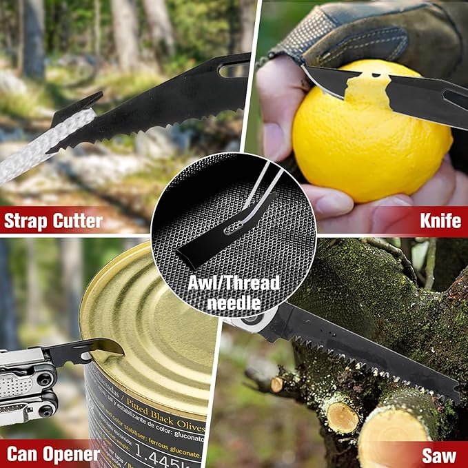 BIBURY Multitool Pliers BI2048B, Stainless Steel Multi Tool with Upgraded Rope Cutter and Screwdrive, Foldable Self-locking Multitools with Nylon Pouch, Ideal for Camping, Hiking, Survival, Repair