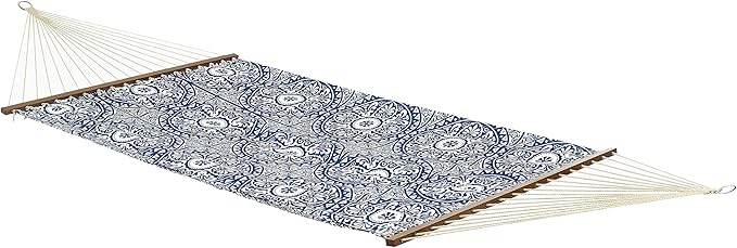 Fab Habitat Farmhouse Recycled Polyester Hammock - Spanish Tile - Blue - Indoor/Outdoor, Quick Dry, 2 Person 460 lbs Capacity - Patio, Poolside, Backyard, Garden, Beach, Balcony - 12-14 ft Adjustable