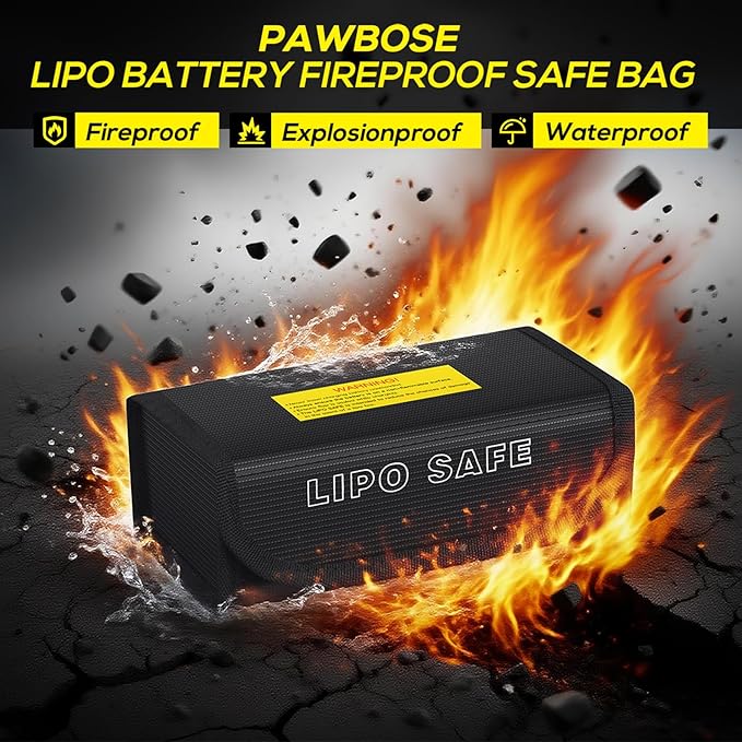 2pcs Lipo Battery Bag, Fireproof Lipo Guard Safe Box, 185x75x60mm Explosionproof Small Charging Case for rc Storage, Lithium ion and Travel Protection