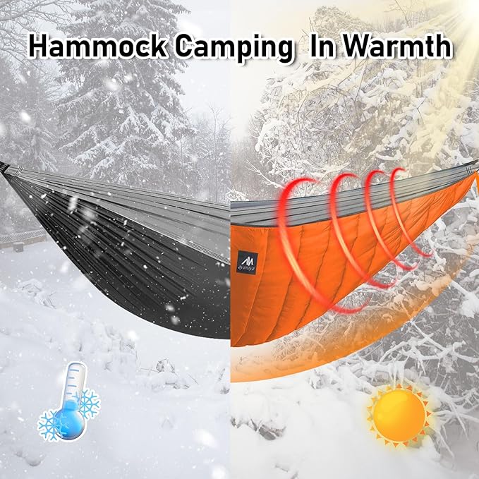 AYAMAYA Single & Double Hammock Underquilt Full Length Big Size Under Quilts for Hammocks, Camping Backpacking Essential, Winter Cold Weather Warm UQ Blanket Bottom Insulation