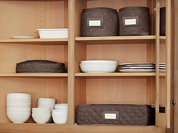 Covermates Keepsakes - Dish Storage - Padded Protection - ID Window - Stain Resistant - Machine Washable - China Storage, Bronze