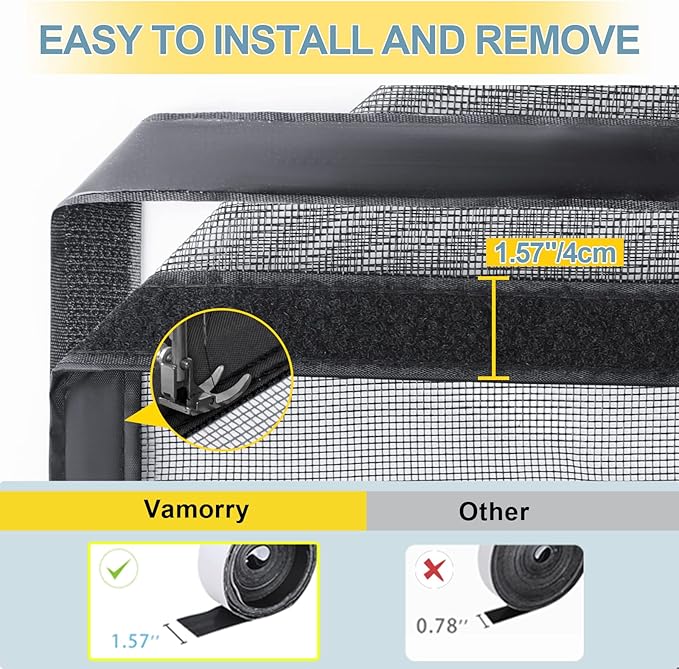 2025 Upgraded Magnetic Screen Door - 3X Heavy Duty Magnets Hands-Free - Mosquito/Insect Proof- Lets Cool Breeze in - Kid/Pet Friendly - Sliding Doors Easy Install 38"x82"