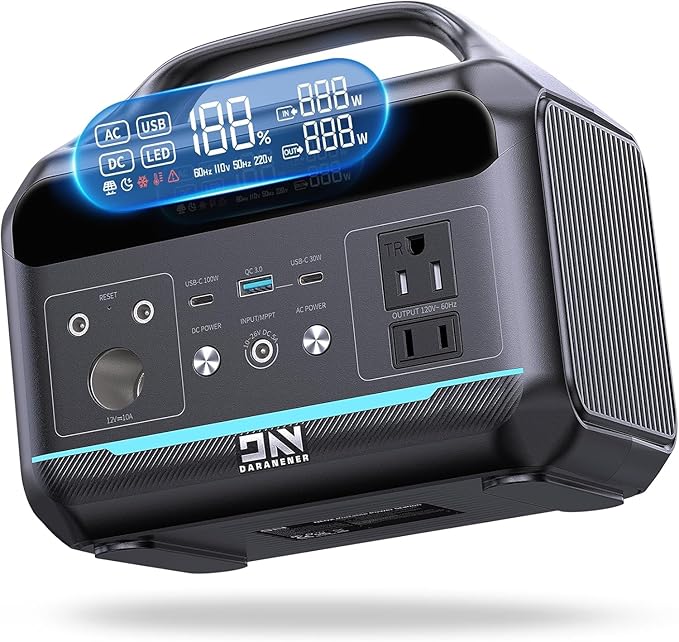 Portable Power Station 300W (600W Surge), 204Wh Solar Generator LiFePO4 Electric with AC&DC Outlets Fast Charging for Outdoors Camping Essentials Backup Bank Emergency, RV, Off-Grid Living