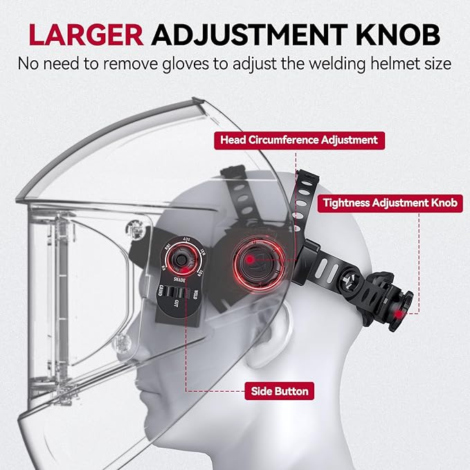 ARCCAPTAIN 3.94"X3.66" Welding Helmet Auto Darkening, 1/1/1/1 Top Optical Clarity Large Viewing Screen Solar Power Welding Hood with 4 Arc Sensor, Wide Shade 4-5/5-9/9-13 for TIG MIG ARC Welding CUT