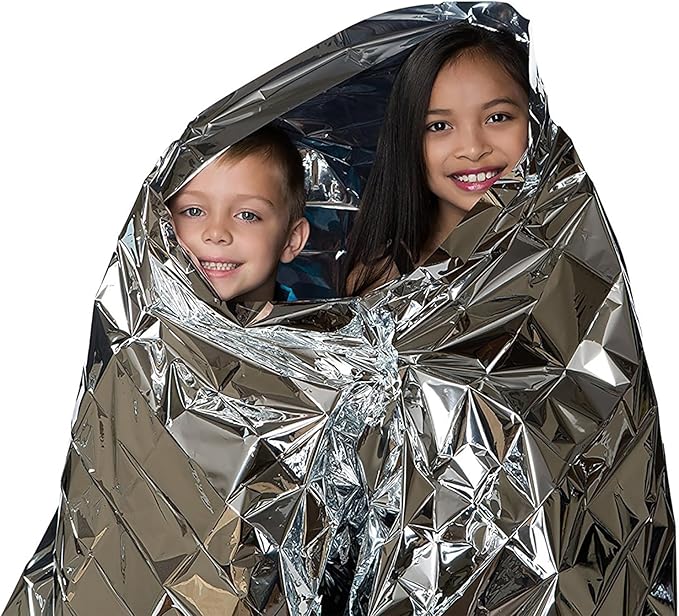 Emergency Foil Blanket (Pack of 100), Survival Thermal Mylar Blankets Individually Packaged Perfect for Outdoors, Hiking, Survival, Marathons or First Aid