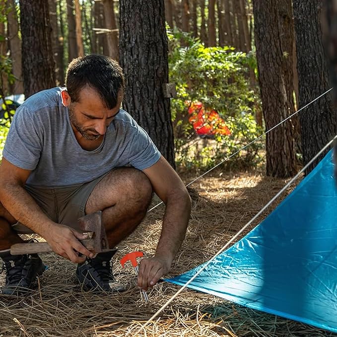 8Pcs Heavy Duty Tent Stakes AVOFOREST 9.8 inch Tent Stakes Portable Camping Stakes for Camping Patio, Garden, Canopies, Grassland, Outdoor Orange