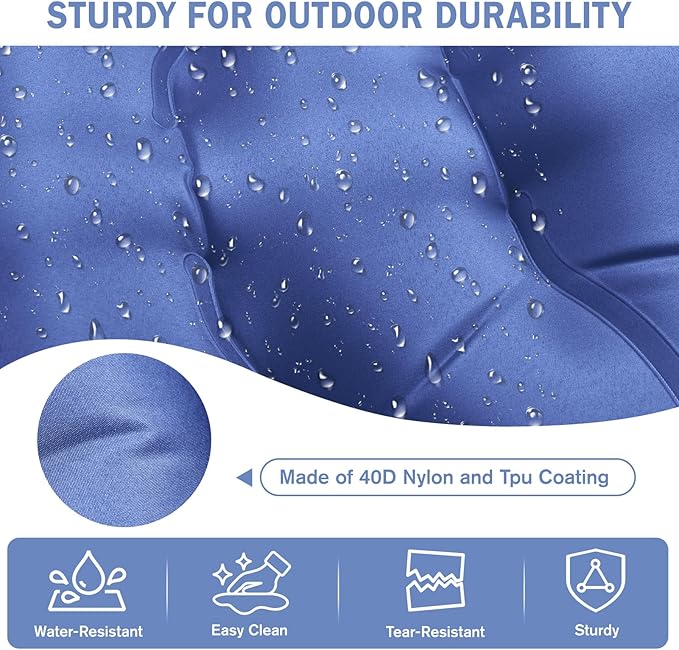 Sleeping Pad, 6" Extra Thick Camping Mat with Pillow Built-in Foot Pump, Ultra Comfortable Inflatable Sleeping Mat for Camping, Backpacking, Hiking, Camp Tent - Enjoy a Comfy Sleep