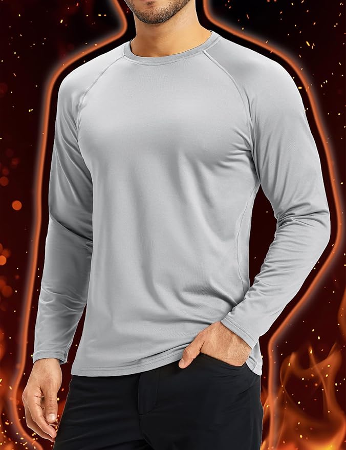 Boladeci Men's Thermal Underwear Tops Fleece Lined Base Layer Long Sleeve Shirts for Cold Weather