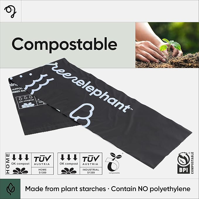 Green Elephant Portable Waste Bags – Camping Potty Liners, Biodegradable Sanitary Bags for 5 Gallon Bucket, Outdoor Use, 15 Count, 8 Gal (1 Pack)