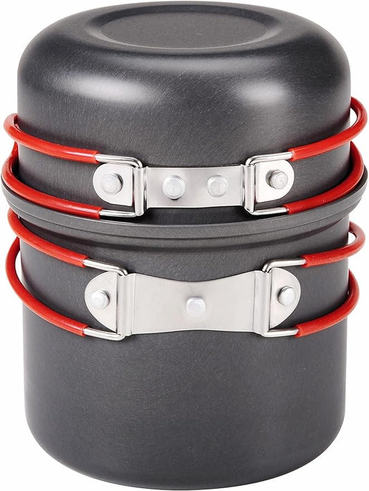 Bulin 24/13/11/8/4 PCS Camping Cookware Mess Kit Lightweight Backpacking Cooking Set Outdoor Cook Gear for Family Hiking, Picnic(Kettle, Pot, Frying Pan, Bowls, Plates, Spoon)