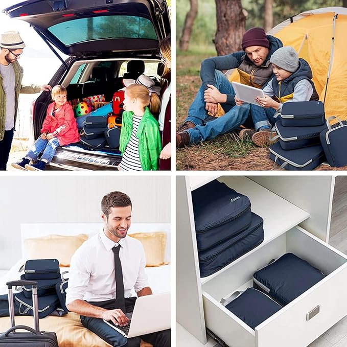 Gonex Compression Packing Cubes, 3pcs/4pcs Expandable Storage Travel Luggage Bags Organizers