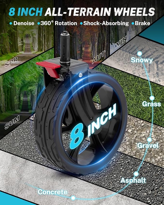 Gonex 48''L Collapsible Foldable Heavy Duty Oversized Wagon with 440lbs Weight Capacity, 300L Folding Large Utility Garden Grocery Shopping Cart with 8" H All-Terrain Wheels & 2 Drink Holders - Black