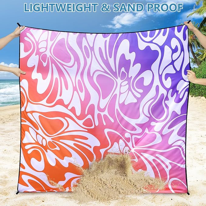 Beach Blanket Waterproof Sandproof Beach Mat 79" X 83"/10'x9'for 2-8 Adults Quick Drying Outdoor Picnic Mat Beach Accessories for Travel, Camping, Hiking