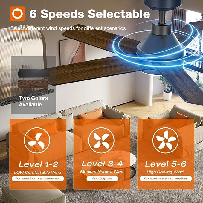 addlon Ceiling Fans with Lights, 42 inch Black Ceiling Fan with Light and Remote Control, Reversible, 3CCT, Dimmable, Noiseless, Small Ceiling Fan for Bedroom, Farmhouse, Indoor/Outdoor Use