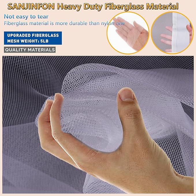 Garage Screen Door for 1 Car Garage 8x8ft White, Magnetic Door Screen 8x8 FT Garage/Patio/Porch/Balcony with Retractable Fiberglass Mesh & Heavy Duty Weighted Bottom, Hands Free, Easy Assembly