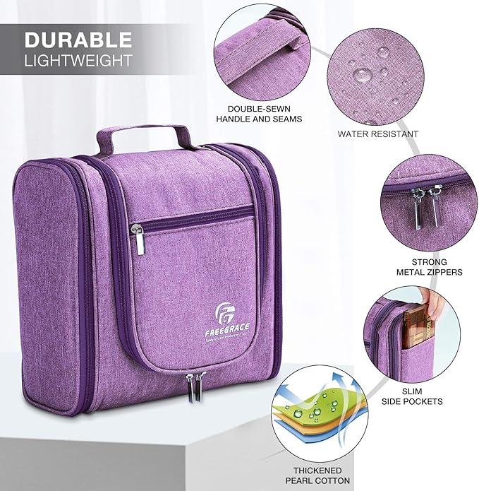 Hanging Toiletry Bag Extra Large Capacity | Premium Travel Organizer Bags For Men And Women | Durable Waterproof Nylon Bathroom, Shower, Makeup Bag For Toiletries, Cosmetics, Brushes