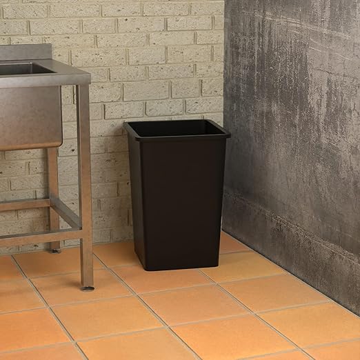 35 Gallon Black Square Commercial Trash Can