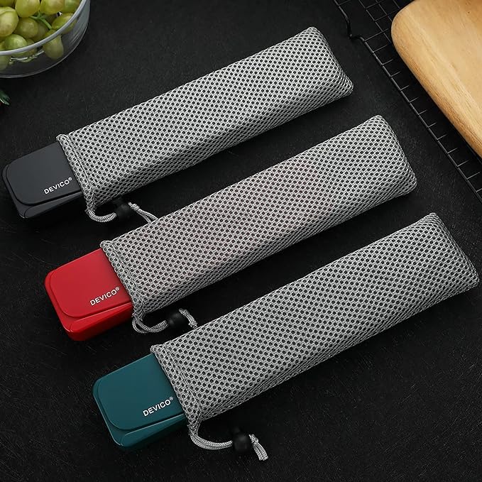 DEVICO Travel Utensils With Case, 18/8 Stainless Steel Camping Utensils, Reusable Portable Silverware Cutlery Set For Lunch Box, Include Fork Spoon Chopsticks