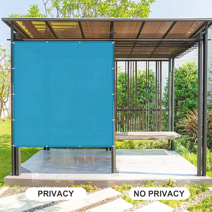 Cool Area Sun Shade Cloth with Grommets 5×7 FT Shade Panel Shade Tarp Screen Fabic for Outdoor Patio Pergola Cover Deck Garden, Turquoise Blue (Customized)