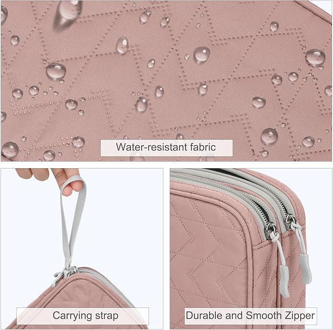 FYY Electronic Organizer, Large Travel Cable Organizer Bag Pouch Electronic Accessories Carry Case Portable Waterproof Double Layers All-in-One Storage Bag for Cable, Cord, Charger, Pattern Pink