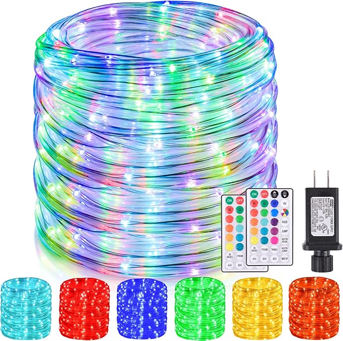164Ft Rope Lights Outdoor, 500 LEDs 18 Colors Changing String Lights Plug in with Remote, IP68 Waterproof Twinkle Fairy Light Rope Lighting Indoor for Bedroom Patio Christmas Halloween Decor