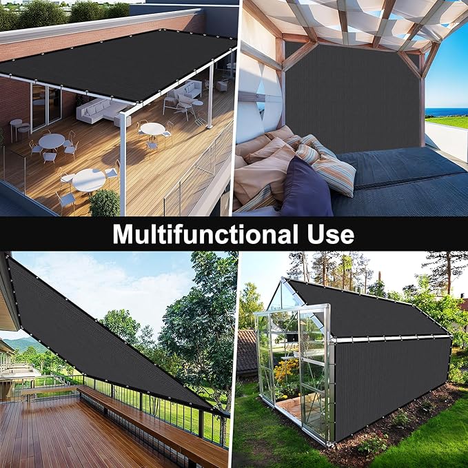 Artpuch 90% Sun Shade Cloth, 8 x 20 FT Pergola Shade Cover Canopy with Grommets, Sun Screen Fabric Tarp for Patio, Outdoor, Garden, Backyard, Dark Grey