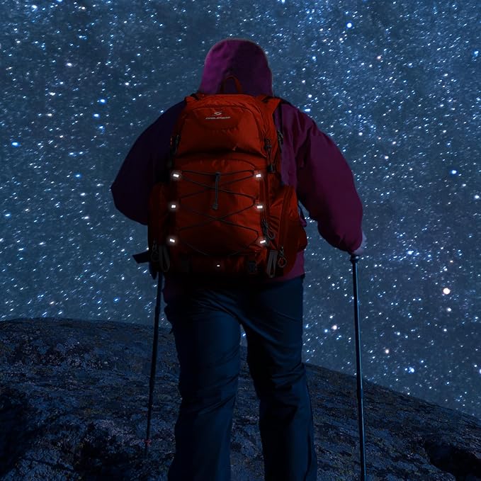 Maelstrom Hiking Backpack, 40L Waterproof Camping Daypack for Men and Women, Lightweight Travel Pack with Rain Cover-Orange