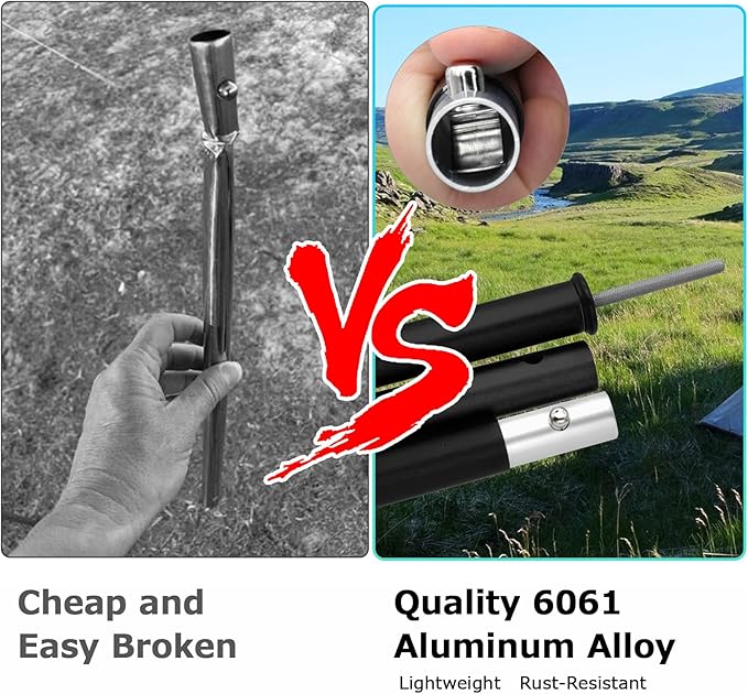 SAN LIKE Aluminum Tent Poles for Tarp - 75in Collapsible Poles for Awnings, Canopy, Rain Fly, Shelter - 2 Sets (5 Sections)