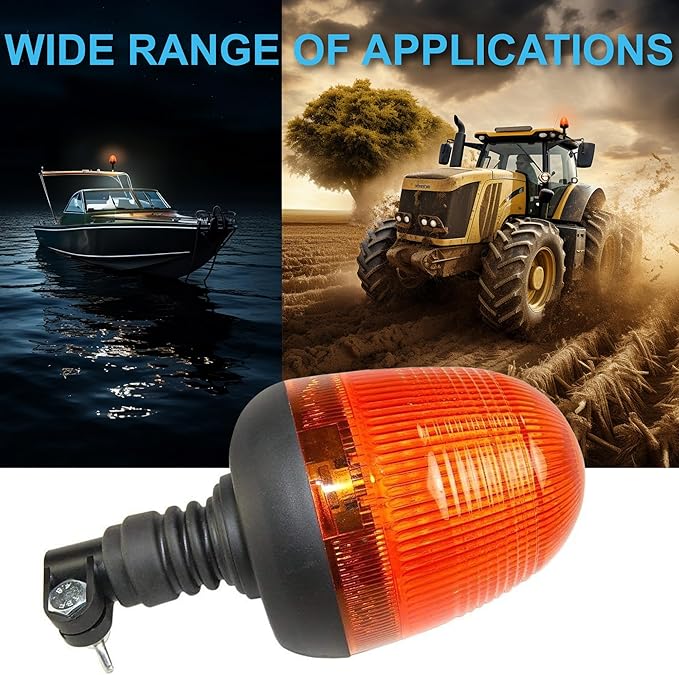 HQRP Flexible Pipe Mount/Low Profile Amber Beacon Emergency Hazard Warning Safety LED Strobe Lights for Golf Cart, Truck, Tractor, Forklift, ATV, UTV, Snow Plow, Excavator, etc.