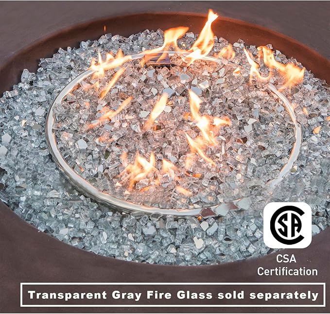 COSIEST 2-Piece Outdoor Propane Firepit Table Set w Tank Table, CSA Certified, 42 inch Dark Fire Table (50,000 BTU) w 16 inches Tank Cover Side Table 20lb for Garden,Pool,Backyard