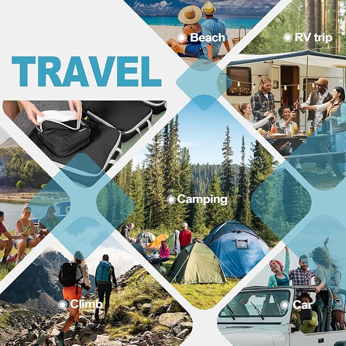 Gonex Compression Packing Cubes, 3pcs/4pcs Expandable Storage Travel Luggage Bags Organizers