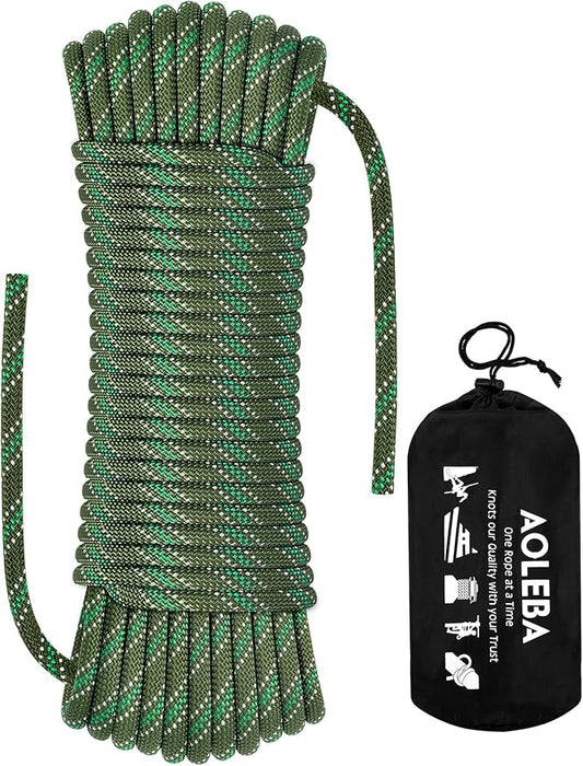 AOLEBA 8.5mm Static Climbing Rope, Outdoor Rock Climbing Ropes, Heavy Duty Rappelling Rope for Fire Rescue, Escape, 10M(32Ft) 20M(64Ft) 30M(96Ft) Ice Climbing Equipment & Parachute Accessories