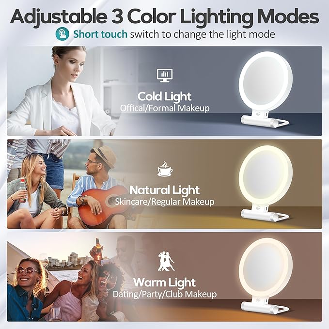 B Beauty Planet Magnifying Mirror with Light 30X, Double-Sided 1X/ 30X Magnifying Makeup Mirror with Tweezer, 2000mAh 3 Colour Modes with Adjustable Brightness,Foldable Travel Mirror(9" L x 7" W)