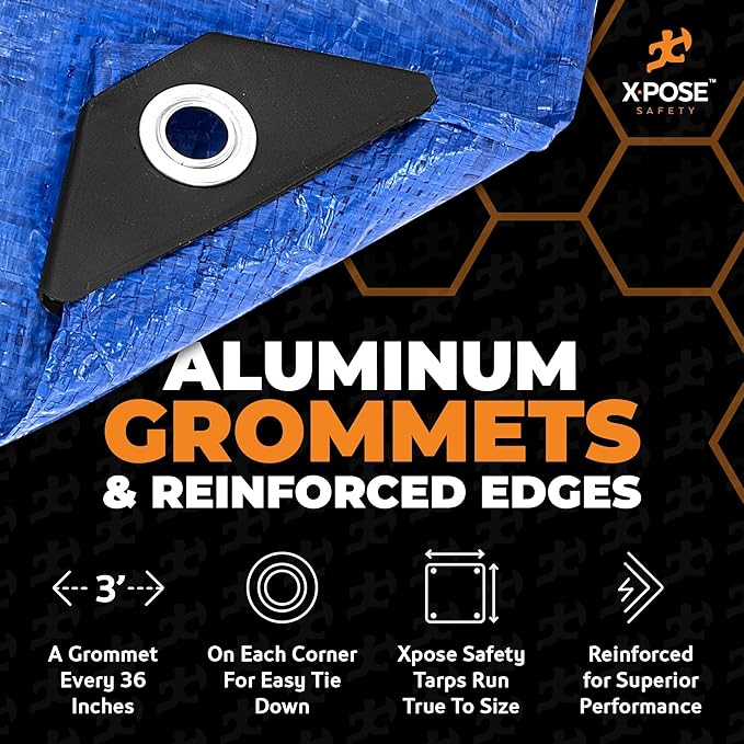 Better Blue Poly Tarp 12' x 20' - Multipurpose Protective Cover - Lightweight, Durable, Waterproof, Weather Proof - 5 Mil Thick Polyethylene - by Xpose Safety